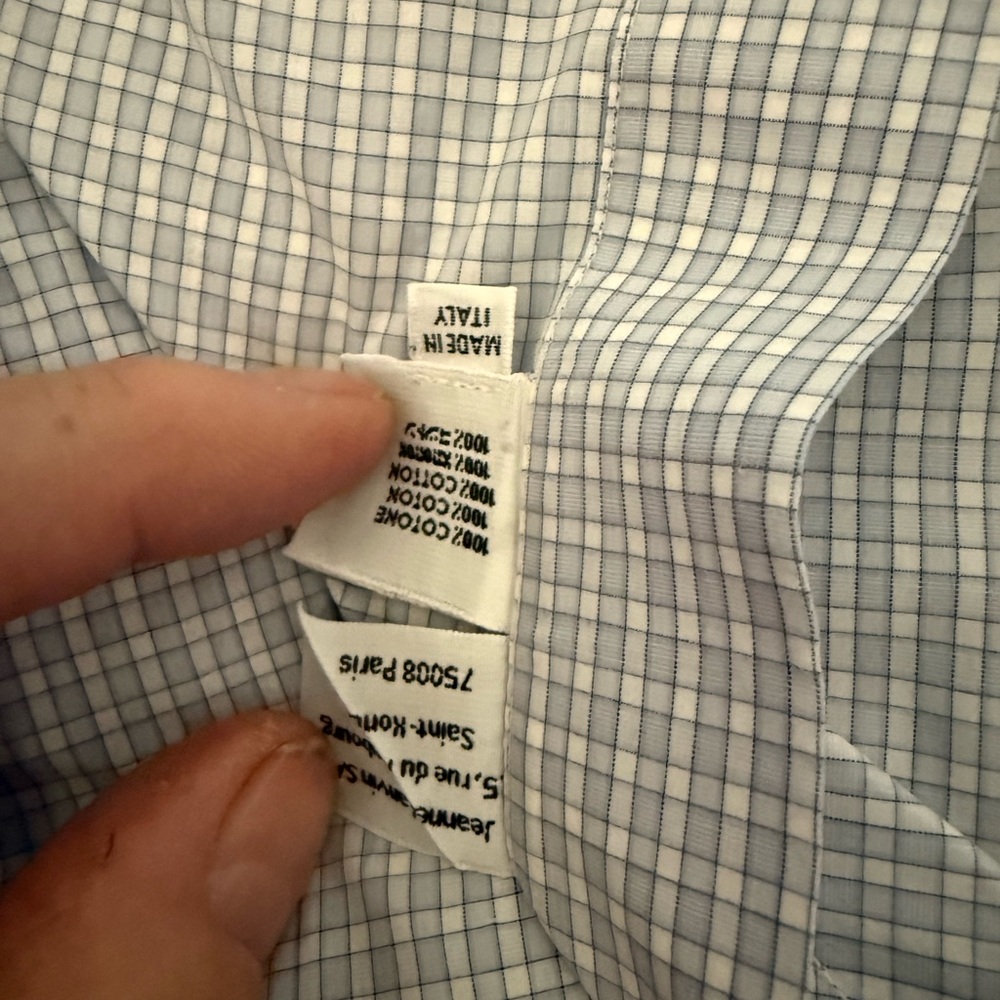 Lanvin Light Blue Checkered Button Down Shirt 17.… - image 6